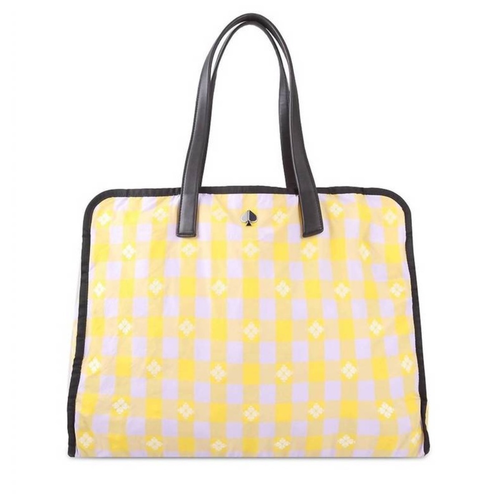 Kate Spade Morley gingham tote in yellow & lilac NEW NWT large tote - Picture 5 of 16